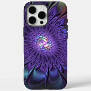 Coque iPhone 16 Pro Max Fleur fractale Abstraite moderne et colorée tendan