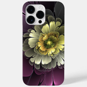 Coque Case-Mate iPhone Fleur fractale grise et pourpre moderne abstraite