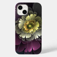 Fleur fractale grise et pourpre moderne abstraite