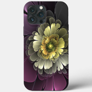 Case-Mate iPhone Case Fleur fractale grise et pourpre moderne abstraite