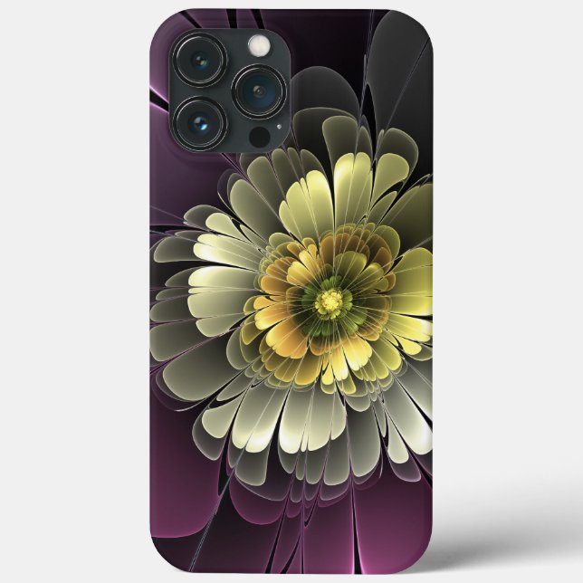 Coques Case-Mate iPhone Fleur fractale grise et pourpre moderne abstraite (Verso)