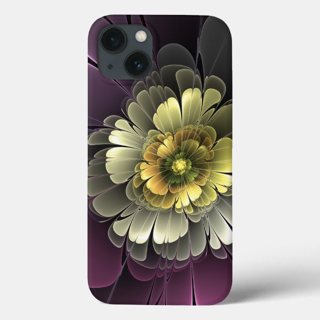 Coques Case-Mate iPhone Fleur fractale grise et pourpre moderne abstraite (Verso)