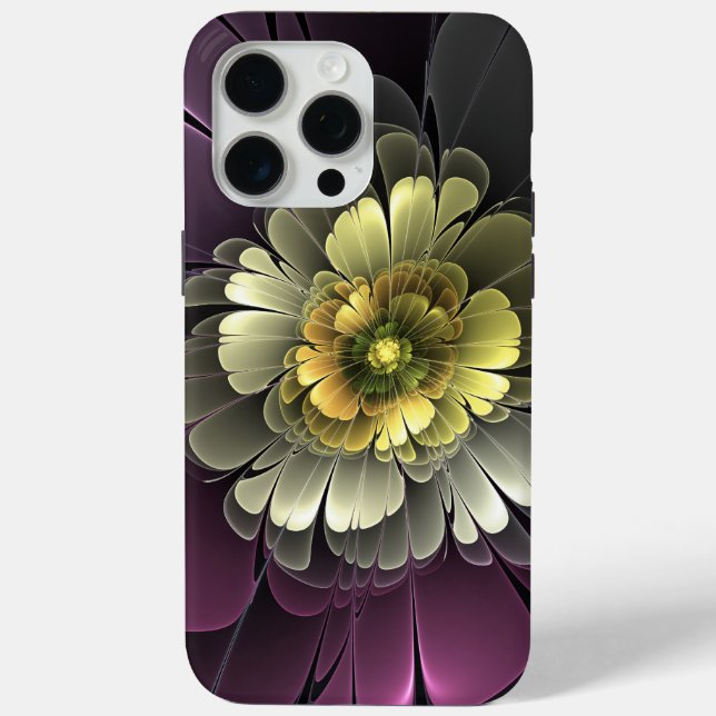 Coques Case-Mate iPhone Fleur fractale grise et pourpre moderne abstraite (Verso)
