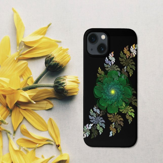 Coques Case-Mate iPhone Fleur fractale verte (Créateur téléchargé)
