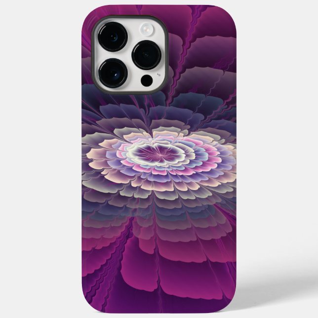 Coques Case-Mate iPhone Fleur frappante abstraite fractale couleur rose (Verso)