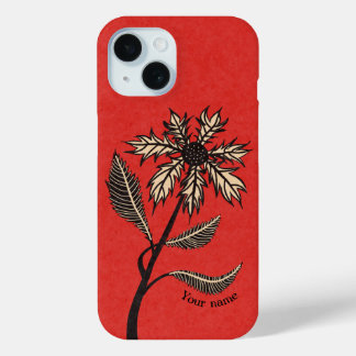 Coque Case-Mate iPhone Fleur Gothique Retro Encre Vintage Rouge Et Noir N