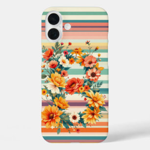 Coque Pour iPhone 16 Plus fleur Grandes Rétro (B)