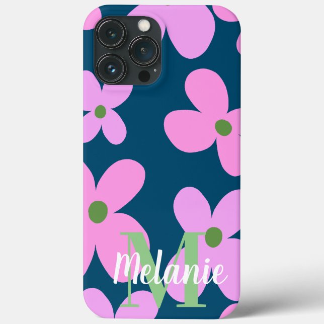 Coques Case-Mate iPhone Fleur Groovy Rose Motif Néon Nom     (Verso)