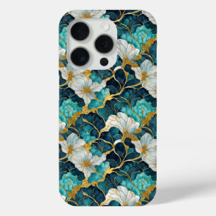 Coque Case-Mate iPhone Fleur Japonaise Sarcelle Or