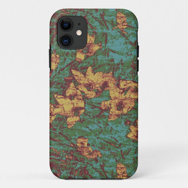 Coques Case-Mate iPhone Fleur jaune contre le motif 2 de camouflage de (Dos)