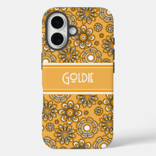 Coque Pour iPhone 16 Fleur jaune moutarde Rétro 1970