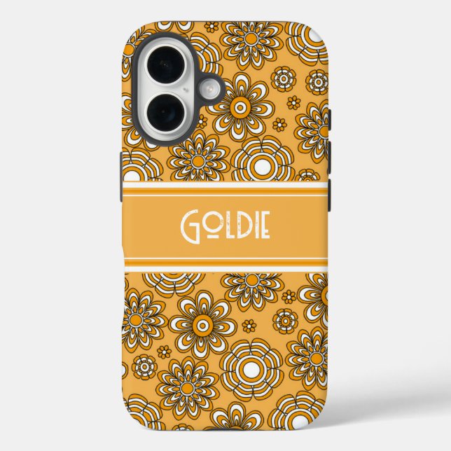 Coques Case-Mate iPhone Fleur jaune moutarde Rétro 1970  (Verso)