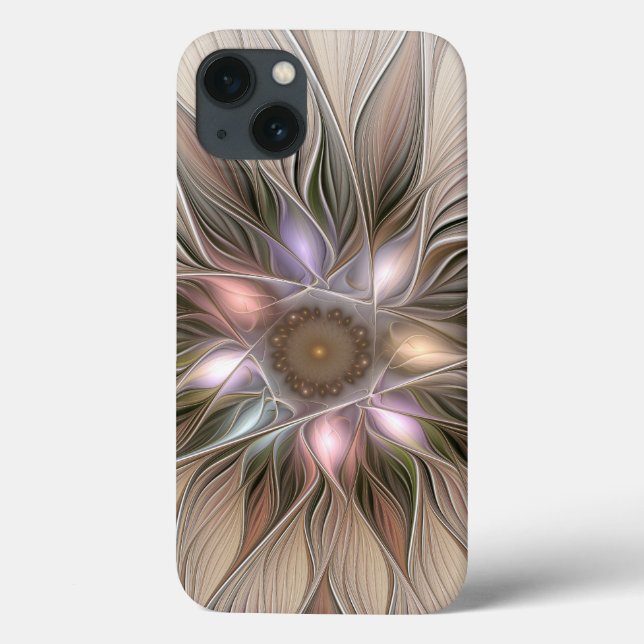 Coques Case-Mate iPhone Fleur joyeuse Abstrait Beige Brun Floral Fractale (Verso)