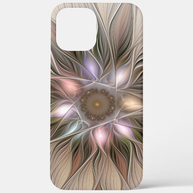 Coques Case-Mate iPhone Fleur joyeuse abstraite beige marron floral fracta (Verso)
