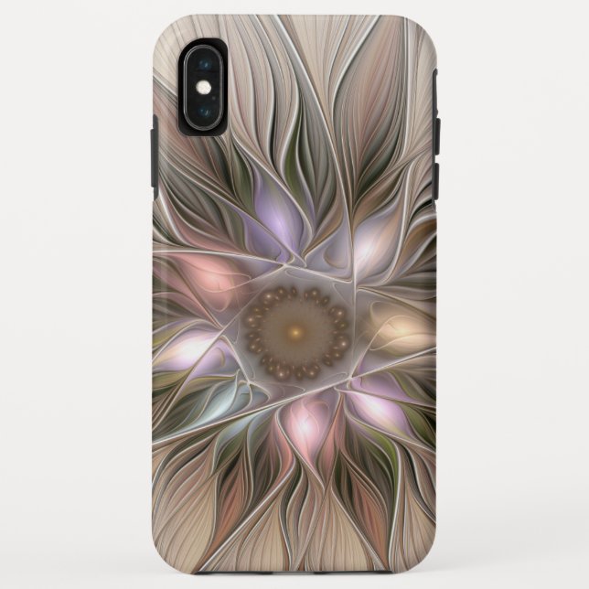 Coques Case-Mate iPhone Fleur joyeuse abstraite beige marron floral fracta (Dos)