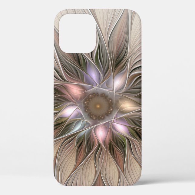 Coques Case-Mate iPhone Fleur joyeuse abstraite beige marron floral fracta (Verso)