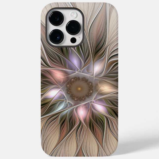 Coques Case-Mate iPhone Fleur joyeuse abstraite beige marron floral fracta (Verso)