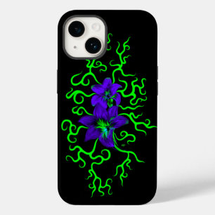 Coque Case-Mate iPhone Fleur Lily violette sur noir