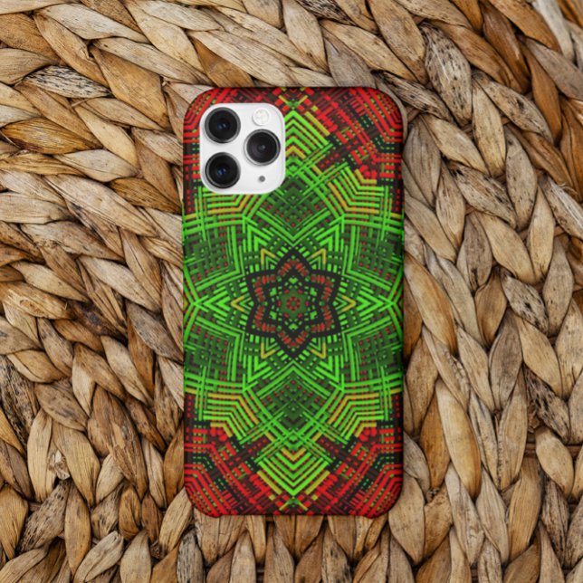 Coques Case-Mate iPhone Fleur Mandala de tissage rouge et vert (Créateur téléchargé)