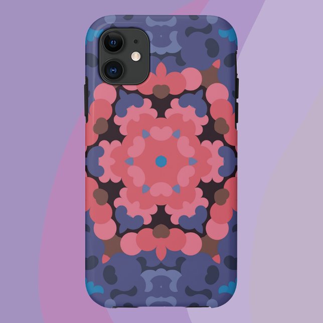 Coques Case-Mate iPhone Fleur Mandala rétro bleu et rose (Créateur téléchargé)