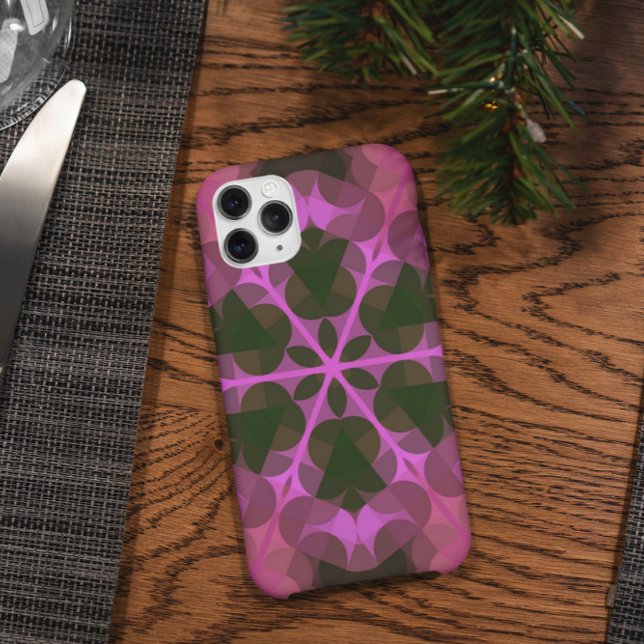 Coques Case-Mate iPhone Fleur Mandala Retro rose et vert (Créateur téléchargé)