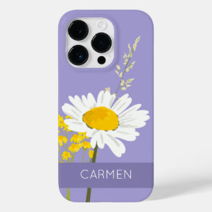 Coque Case-Mate iPhone Fleur marguerite blanche Nom personnalisé