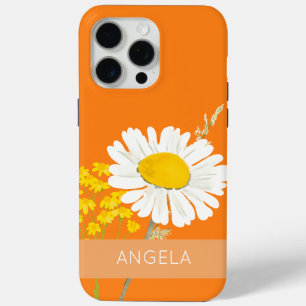 Coque Case-Mate iPhone Fleur marguerite blanche Nom personnalisé