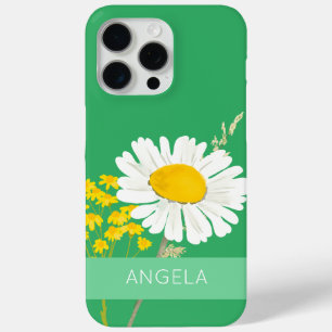 Coque Case-Mate iPhone Fleur marguerite blanche Nom personnalisé