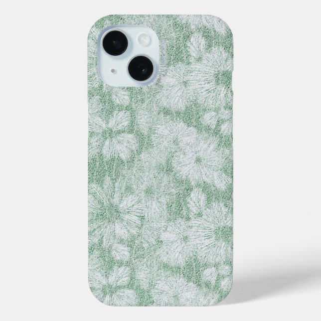 Coques Case-Mate iPhone Fleur marguerite Velvety Mint Green (Verso)