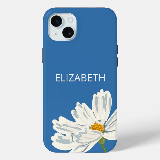 Coques Case-Mate iPhone Fleur moderne blanche Personnaliser le nom (Verso)