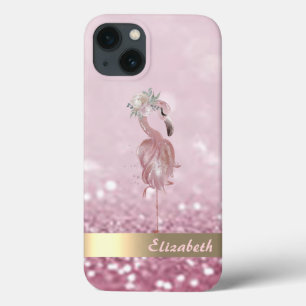 Case-Mate iPhone Case Fleur moderne de Flamant Rose Pailleté Bokeh