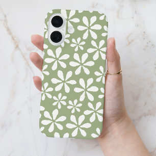 Coque Pour iPhone 16 Fleur moderne Motif Chic Sage Vert Fille Floral
