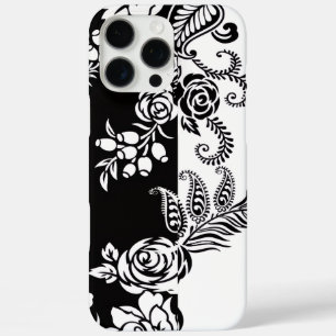 Coque iPhone 16 Pro Max Fleur moderne noir et blanc pour iPhone 16 Pro Max