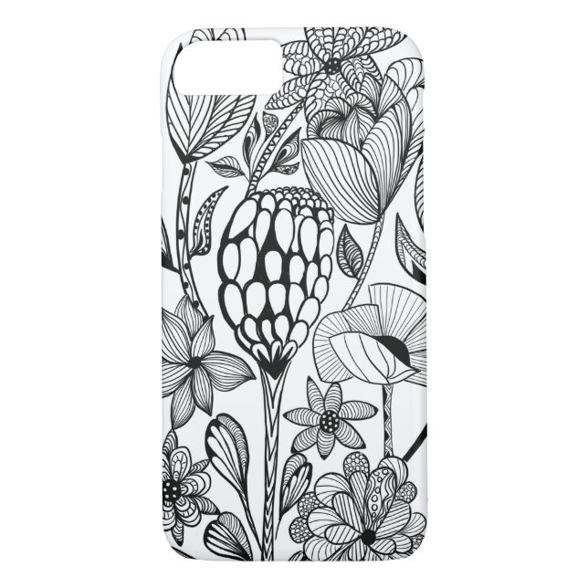 Coques Case-Mate iPhone Fleur, noir et blanc (Dos)