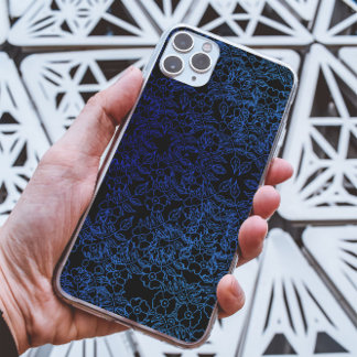 Coque Case-Mate iPhone Fleur noire et bleue motif esthétique unique