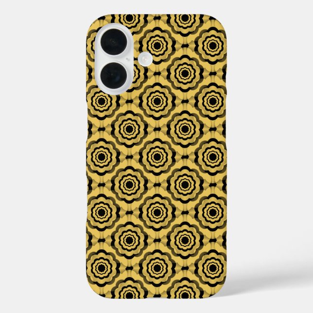 Coques Case-Mate iPhone Fleur noire jaune Motif sans couture (Verso)