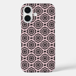 Coque Pour iPhone 16 Fleur noire rose Motif sans couture