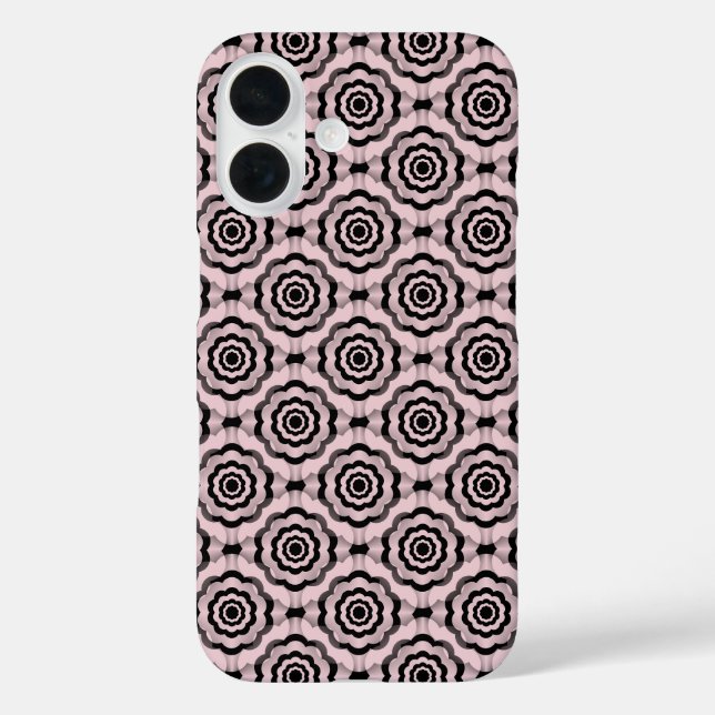 Coques Case-Mate iPhone Fleur noire rose Motif sans couture (Verso)