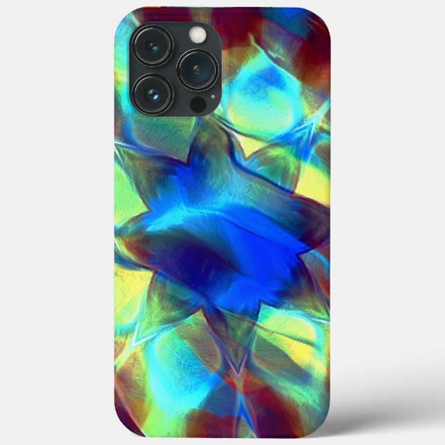 Coques Case-Mate iPhone Fleur numérique bleue intense contrastant avec le  (Verso)