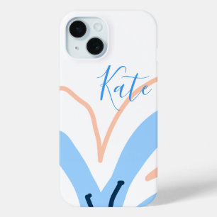 Coque Case-Mate iPhone Fleur pastel orange bleue ajouter nom cadeau rétro