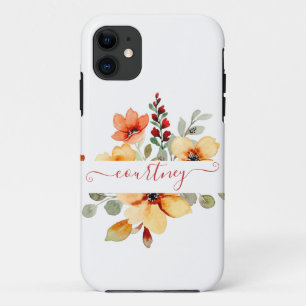 Case-Mate iPhone Case Fleur personnalisée aquarelle orange vif