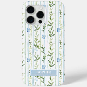 Coque Case-Mate iPhone Fleur personnalisée rayée bleue
