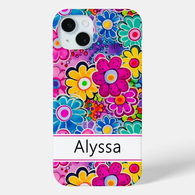 Coques Case-Mate iPhone Fleur personnalisée rétro groovy (Verso)