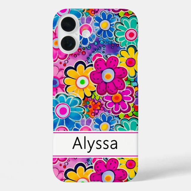 Coques Case-Mate iPhone Fleur personnalisée rétro groovy (Verso)