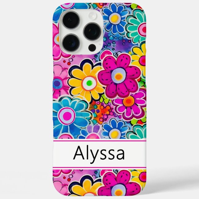 Coques Case-Mate iPhone Fleur personnalisée rétro groovy (Verso)