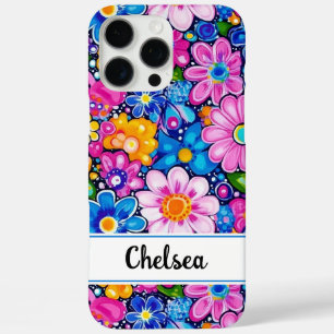 Coque iPhone 16 Pro Max Fleur personnalisée rétro groovy