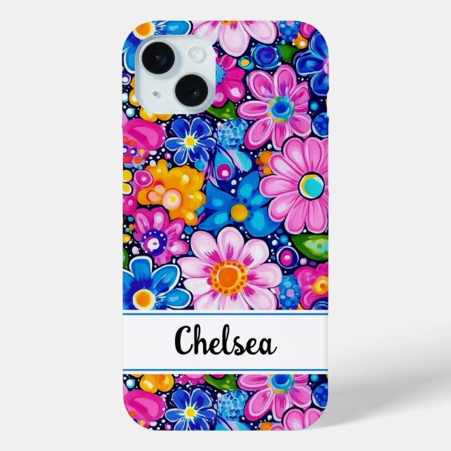 Coques Case-Mate iPhone Fleur personnalisée rétro groovy (Verso)