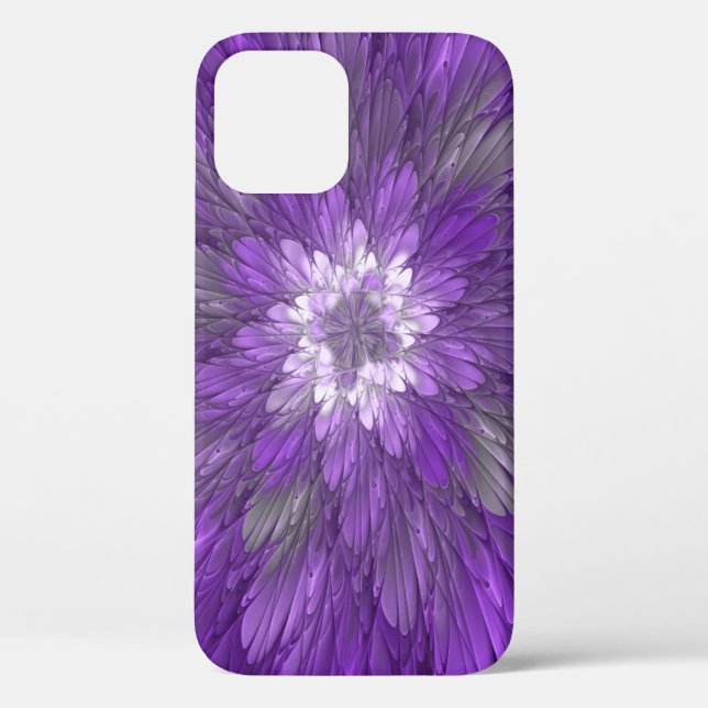 Coques Case-Mate iPhone Fleur psychédélique violette Abstraite Fractal Art (Verso)