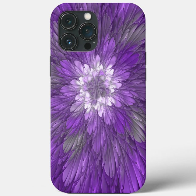Coques Case-Mate iPhone Fleur psychédélique violette Abstraite Fractal Art (Verso)