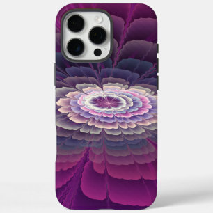 Coque iPhone 16 Pro Max Fleur rayante Coloré Abstrait Fractal Art rose